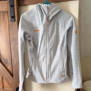 Mammut Light Gray Hooded Jacket with Orange Details